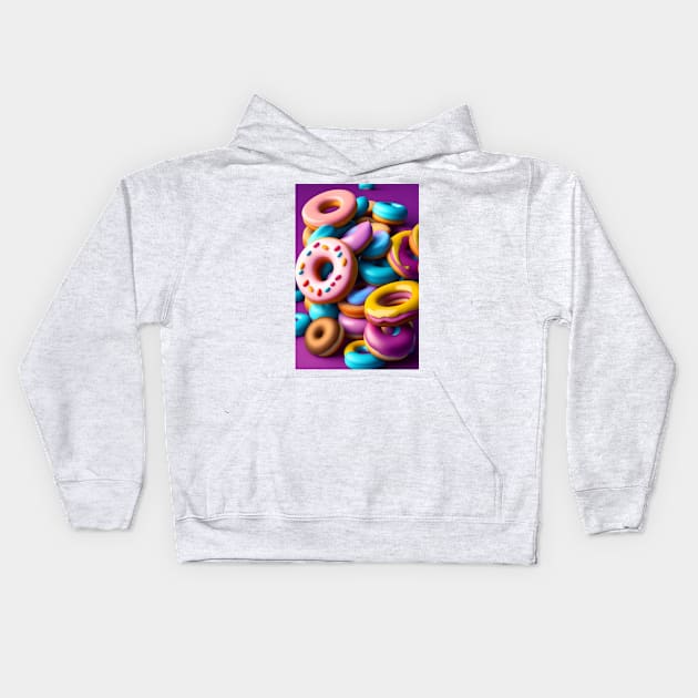 Colorful Yummy Donut Kids Hoodie by Fun and Cool Tees